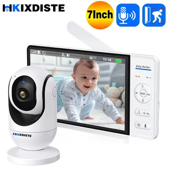 720P HD Display IPS 7" Inch Screen Video Baby Monitor Support VOX Mode 24 Hour Battery Life 1000ft Range Split mode Babyphone 1