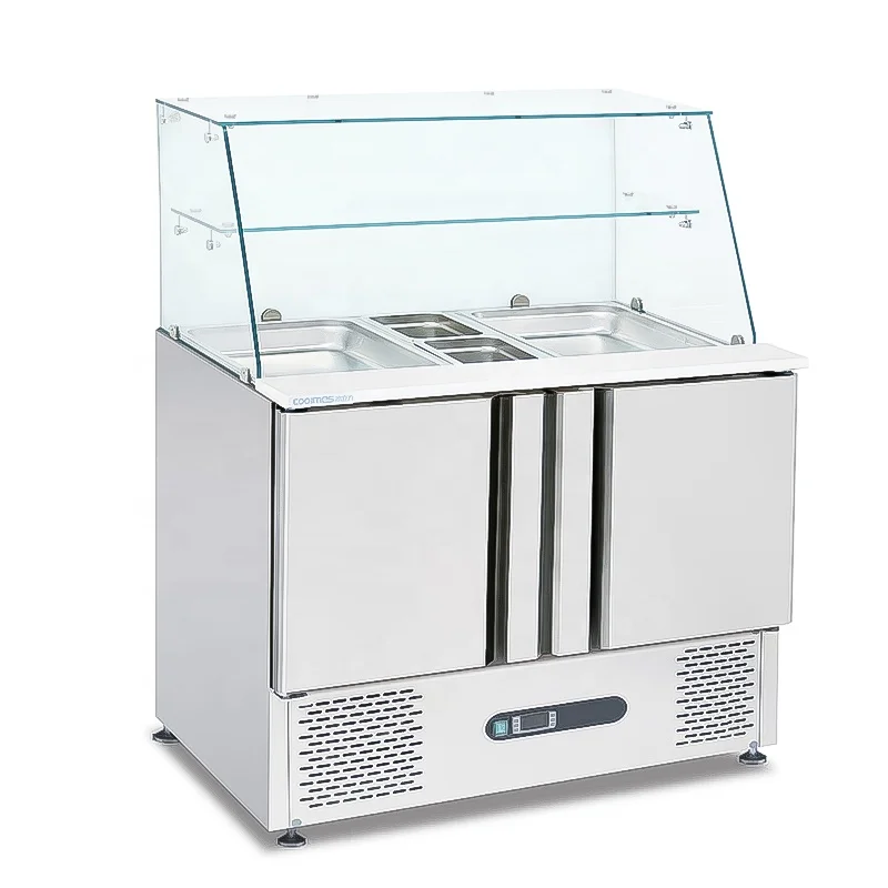 1.8m Commercial Restaurant Kitchen 2 Door Fridge Food Sandwich Pizza Prep Tables Refrigerator Stainless Steel