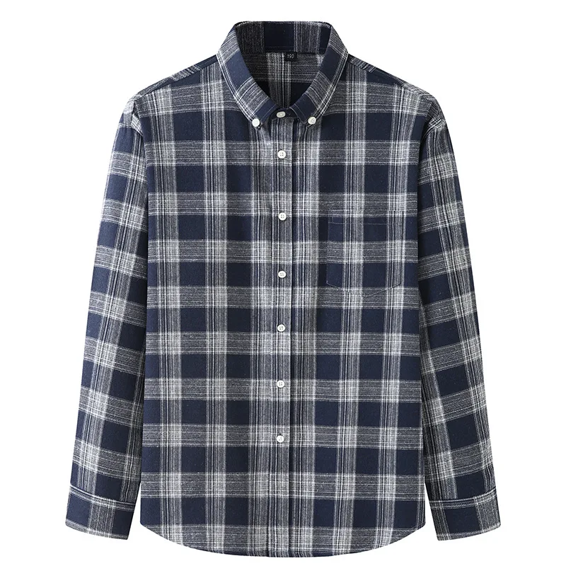 Plus Size 14XL 160KG Spring Autumn Casual Plaid Long Sleeve Shirt Retro Casual All-match Top Men Shirt Coat