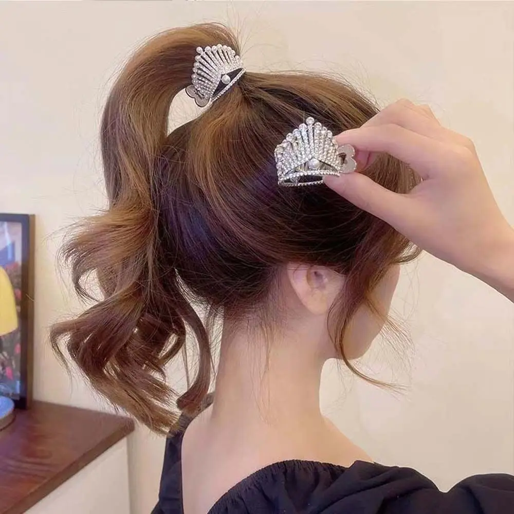 

Crab Hair Accessories Korean Style Hairpin Crowns Ponytail Clip Pearl Ponytail Barrette Women's Hair Claw Ponytail Hair Catch