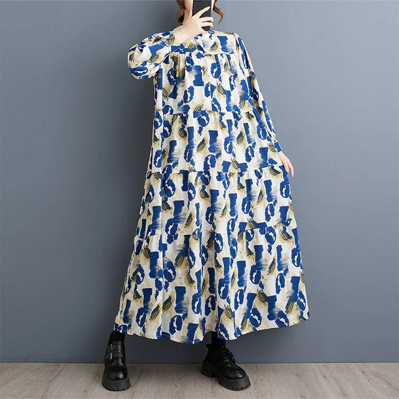 فستان ربيعي جديد مقاس كبير للنساء 2025 رداء برقبة...