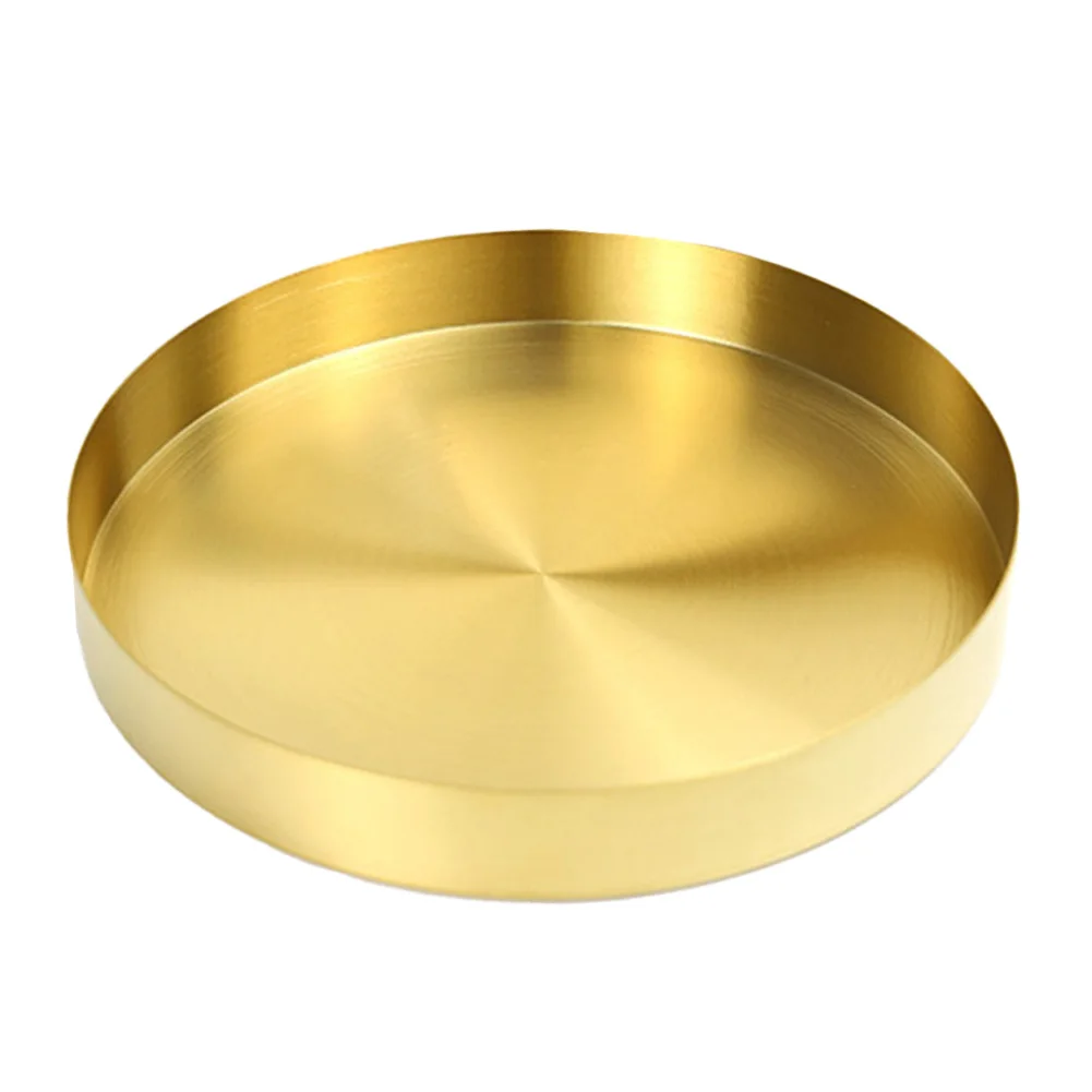 Elegant Gold Stainless Steel Storage Tray Jewelry Display Plate Organizer for Cosmetics Coffee Table Snacks Keys 12 5cm 4