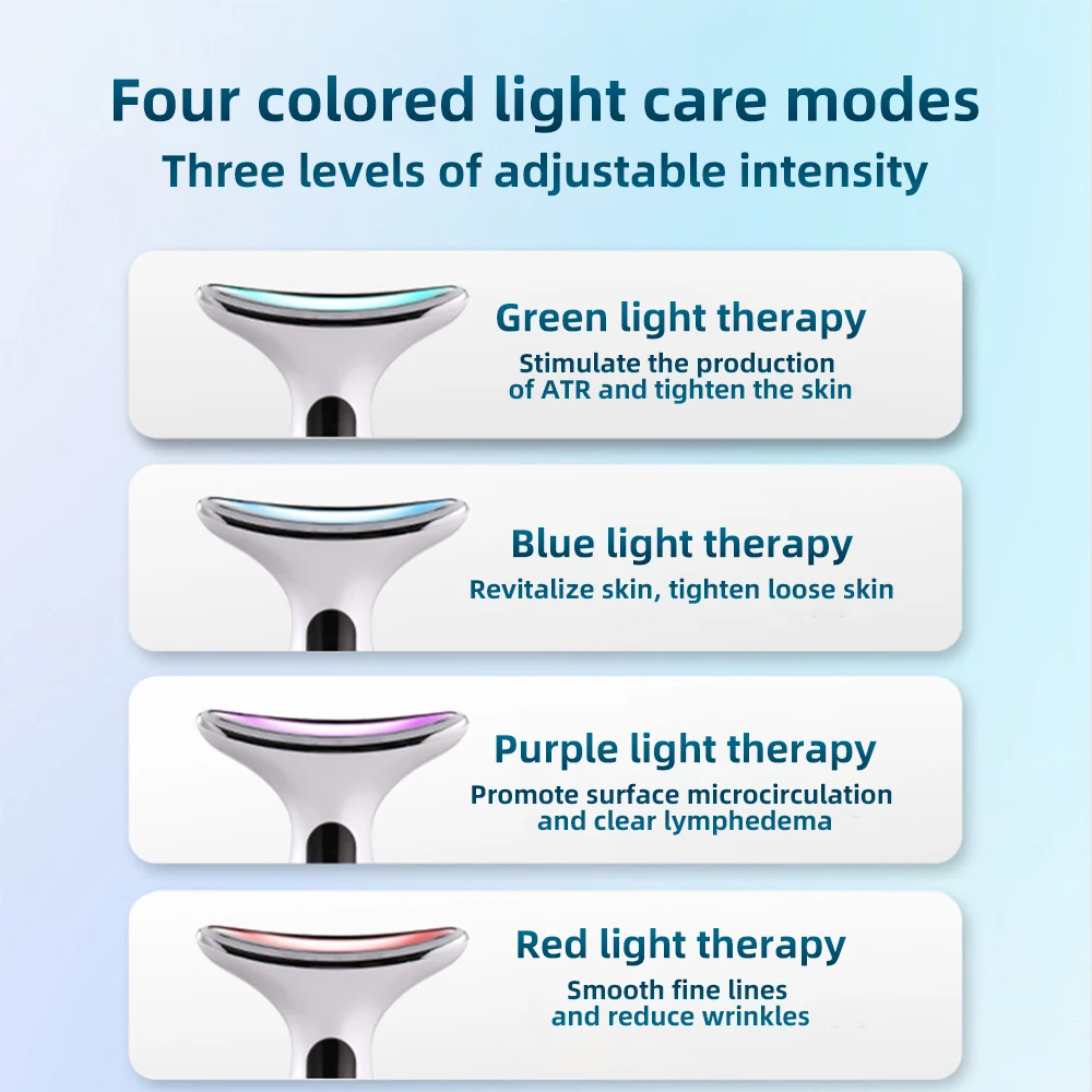 4 Modes Electric Face Neck Massager Vibration Lifting Device LED Photon Facial Neck Skin Care Massage Home Beauty Tool 4
