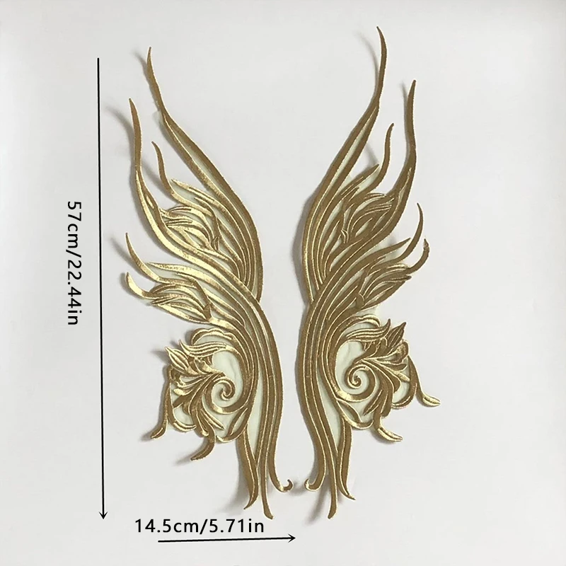 Gold Thread Mesh Embroidery Collar Patch Heavy-Duty Embroidered Gold Lace Appliques DIY Sewing Clothes Decorative Accessories