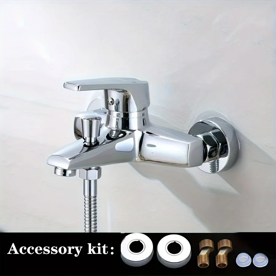 1 Set Electroplated 304 Stainless Steel Washroom Shower Hot And Cold Faucet, Bathroom Toilet Bathroom Tub Water Mixing Valve, Co 5