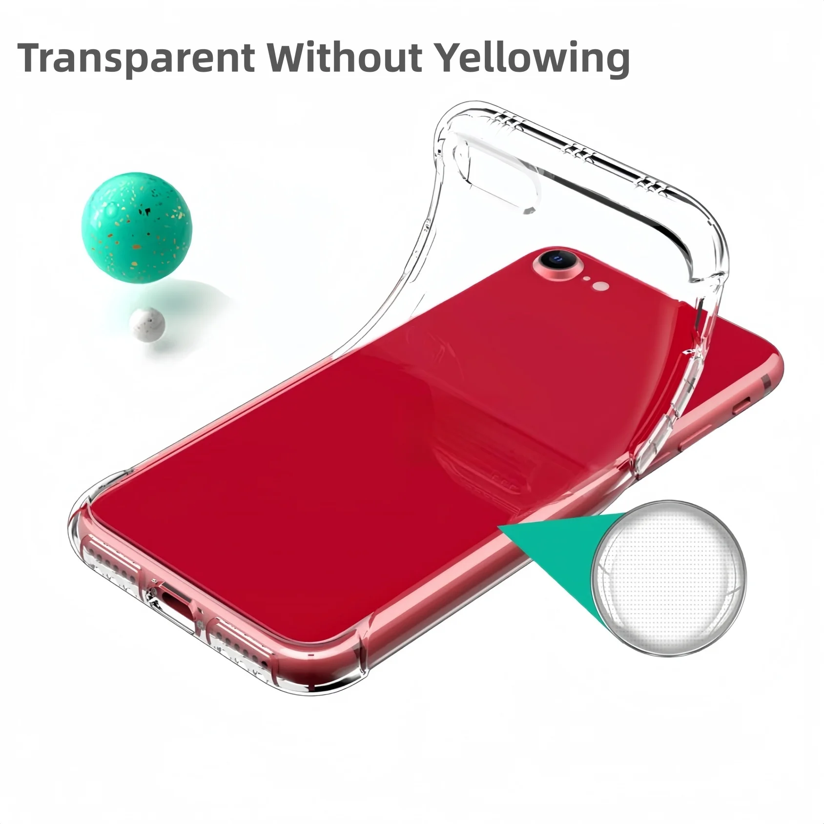Transparent Slim Soft TPU Case with Shockproof Airbags and Yellowing Resistance - Clear