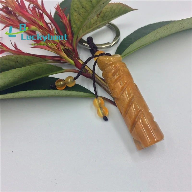 Yellow Dragon Jade Pendant Jade Jewelry Dragon Column Keychain Gift For Men And Women