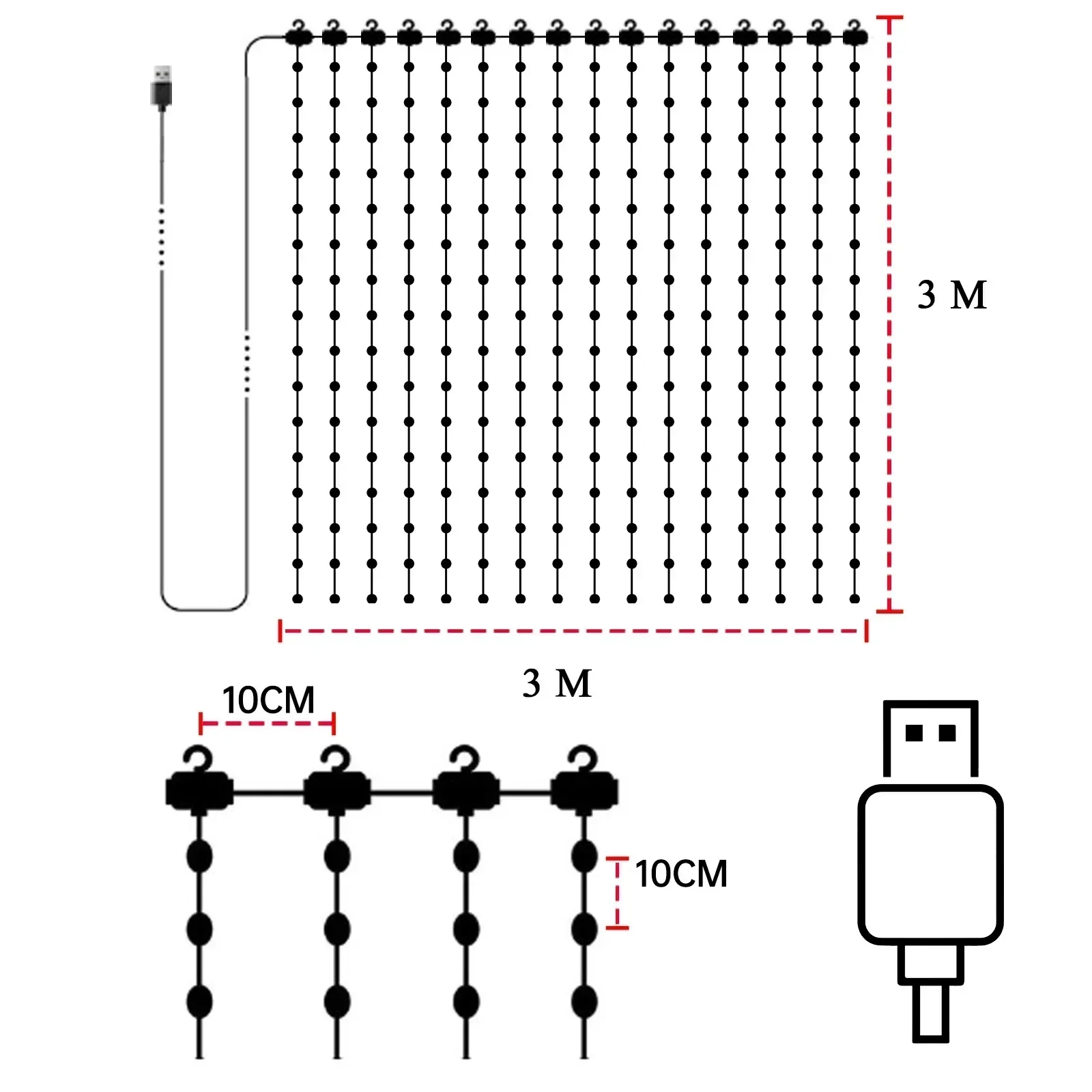 thumbnail image 1 of Programmable Smart LED Curtain Lights, RGB APP Control DIY Text Christmas Fairy Lights for Wedding/Halloween Curtain Home Decor, 1 of 5