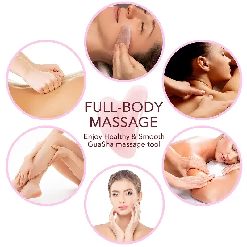 Natural Jade Stone Heart Shaped Scraping Board for Facial Beauty Massage