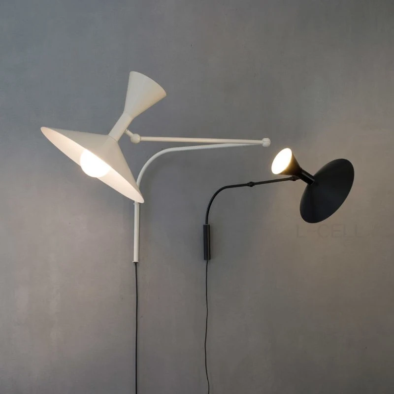 Italian Nemo Wall Lamp Arm Adjustable Grey Iron Wall Light Modern Bedroom Wall Sconces For Study Bedside Plug Wall Light Fixture