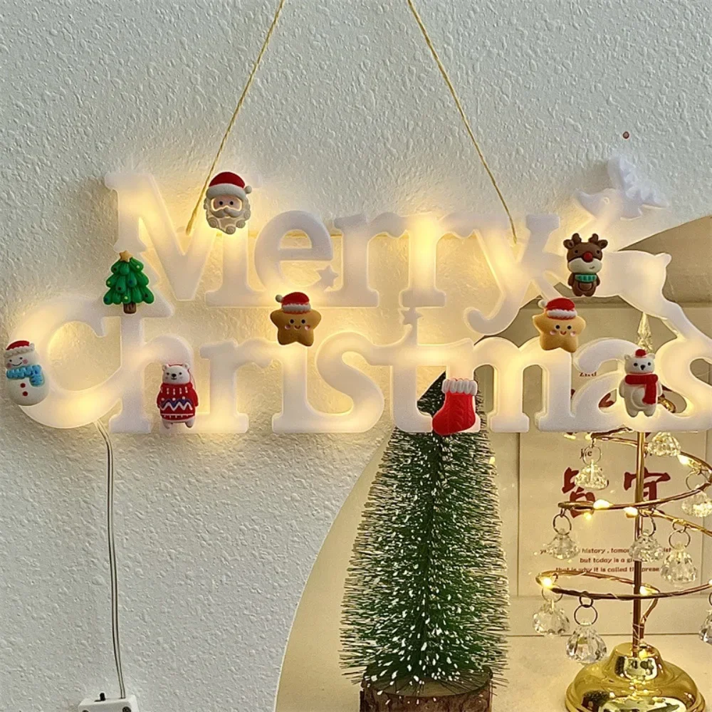 

2024 Merry Christmas Letter LED Strings Lights Luminous Lamp Xmas Trees Pendants Ornaments Red Color White Christmas Decoration