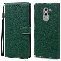 Premium Flip Leather Wallet Phone Case - Elegant and Functional Design for Honor 6X (2016) (Dark Green)