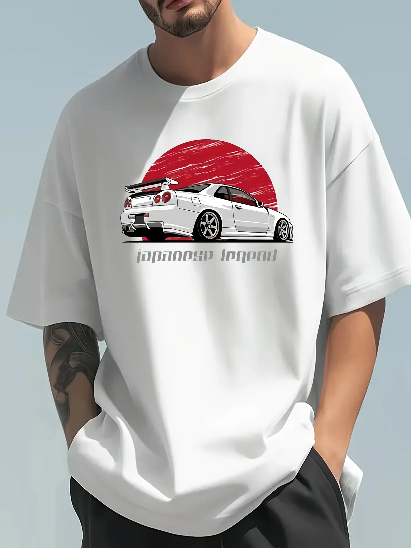 

Japanese car pattern print, men's casual fit T-shirt, cool T-shirt, men's summer daily activity top