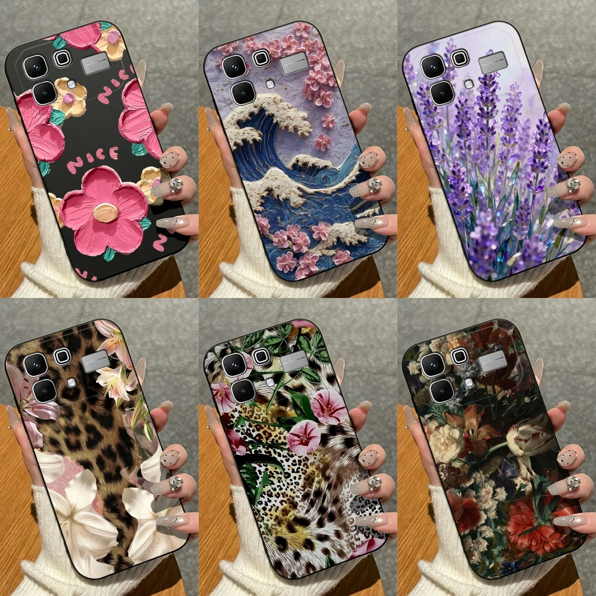 Pretty Flower Leopard Print Non-Slip Matte Silicone Case - Stylish Protective Shell