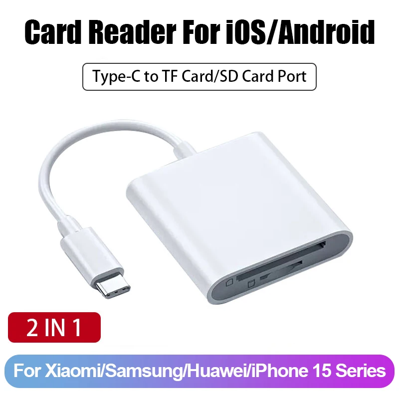 Lettore di schede SD 2 in 1 USB-C Lightning per iPhone 15, iPad, Mac, adattatore portatile Micro SD/SD, doppio slot, trasferimento dati ad alta velocità, Plug and Play