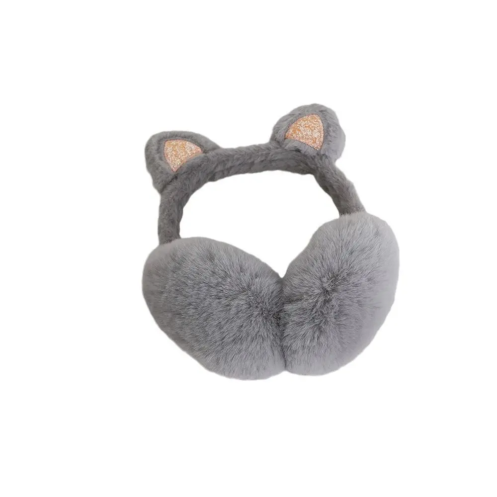 New Lovely Winter Warm Cat Ear Warmers Glitter Ears Plush Earmuffs for Women Playful Girls Ear Muffs Cold Protection Warm Hot