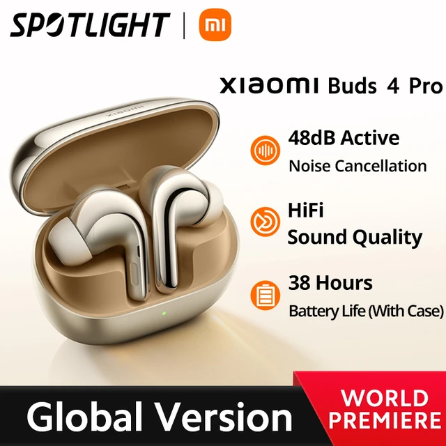 World Premiere] Global Version Xiaomi Buds 4 Pro Bluetooth Earphone 48dB  4000Hz Noise Reduction HiFi Sound 38H Battery Life - AliExpress