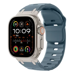 Sport Silicone Strap - Premium Stainless Steel Buckle Bracelet - 42 44 45 49 S10 - 46mm (Ocean blue)
