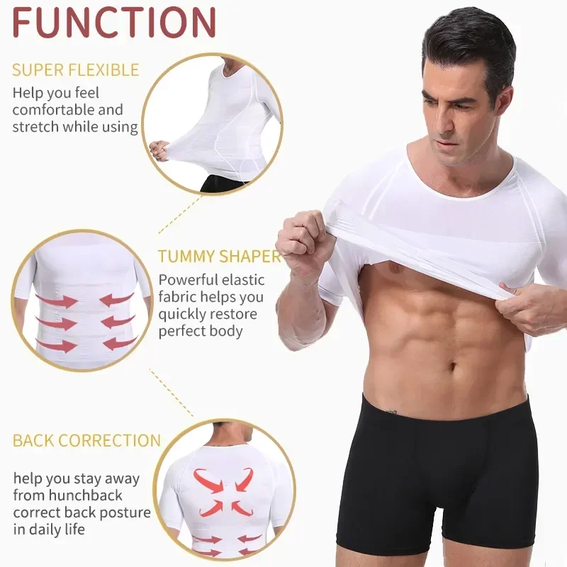 

Компрессионная рубашка для формирования жира, мужской корректор живота, моделирующий жилет для груди, мужской корсет для похудения позы
