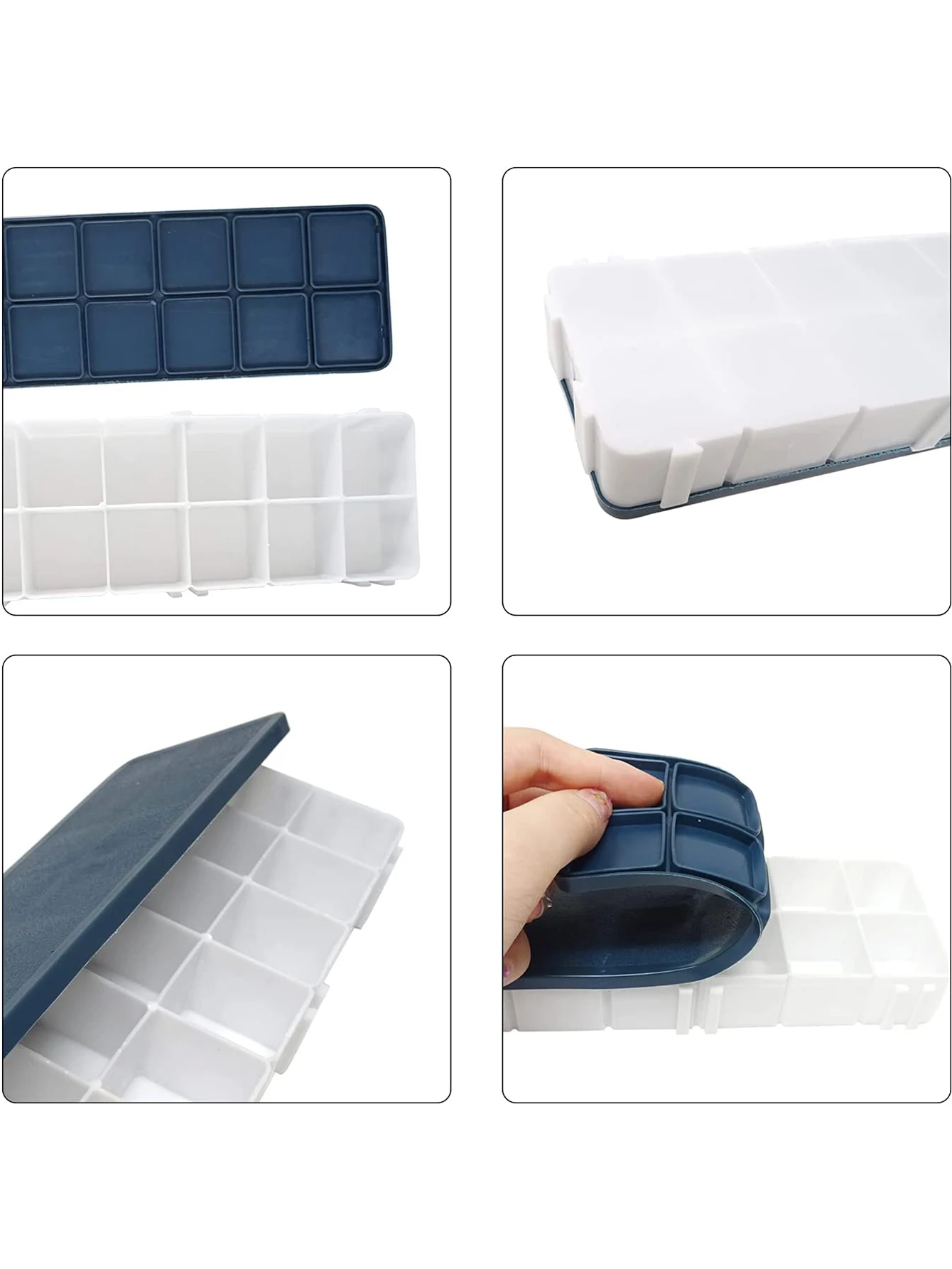 Bview Art 12 Compartments Plastic Paint Palette Paint Tray with Soft Lid for Watercolors, Gouache, Acrylic and Oil Paint 6