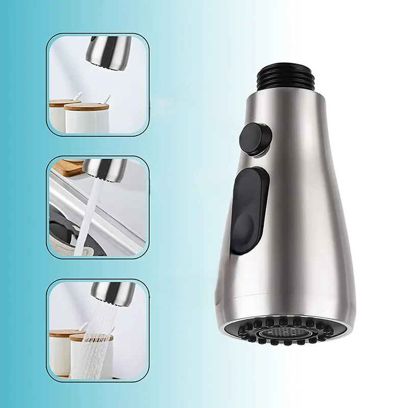 Kitchen Faucet Spray Head Pull-out One-click Water Stop Replaceable