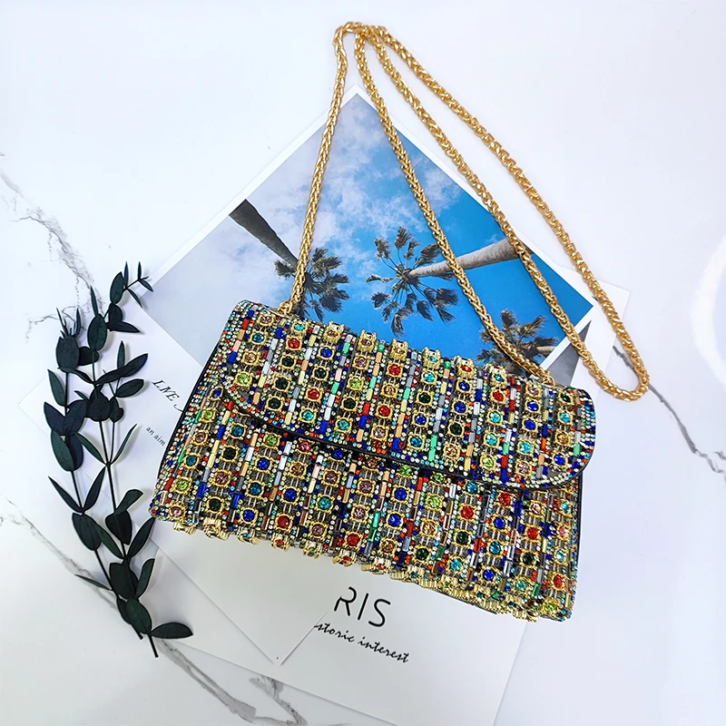 Rhinestone PU Tote Bag for Women Party Elegant Luxury Handbag