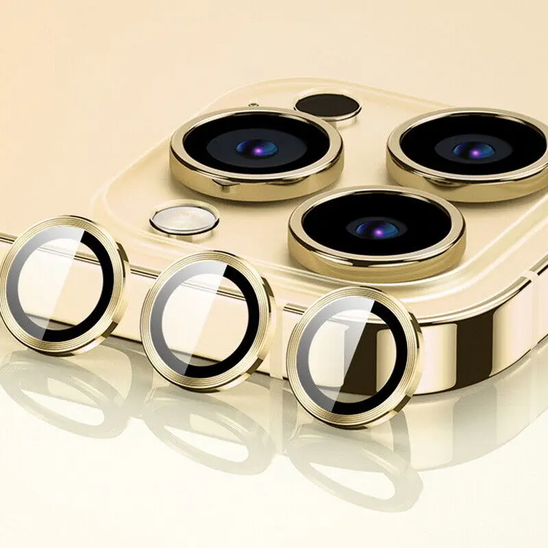 Lente de cámara de 3 unids/set para iPhone 14 13 12 Pro Max 12 11, película  protectora de lente, anillo de cámara de vidrio templado