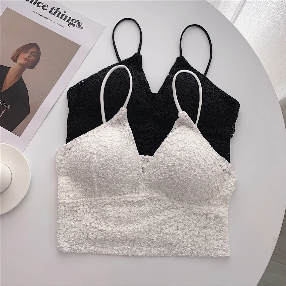 

1pcs Lace Crop Top for Women Sexy Underwear French Design Ladies Tops with Straps Double Shoulder Strap V-Neck Lingerie Camisole
