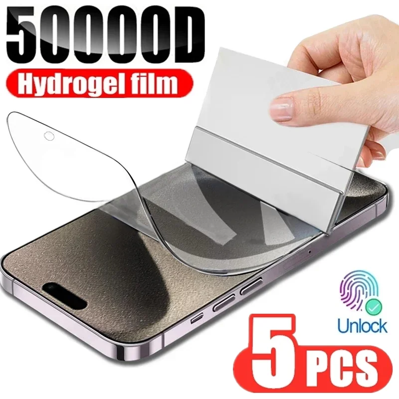 

5Pcs Full Cover Hydrogel Film For iPhone 14 13 12 11 15 Pro Max 7 Plus Screen Protector For iPhone 13 Mini X XR XS MAX Not Glass