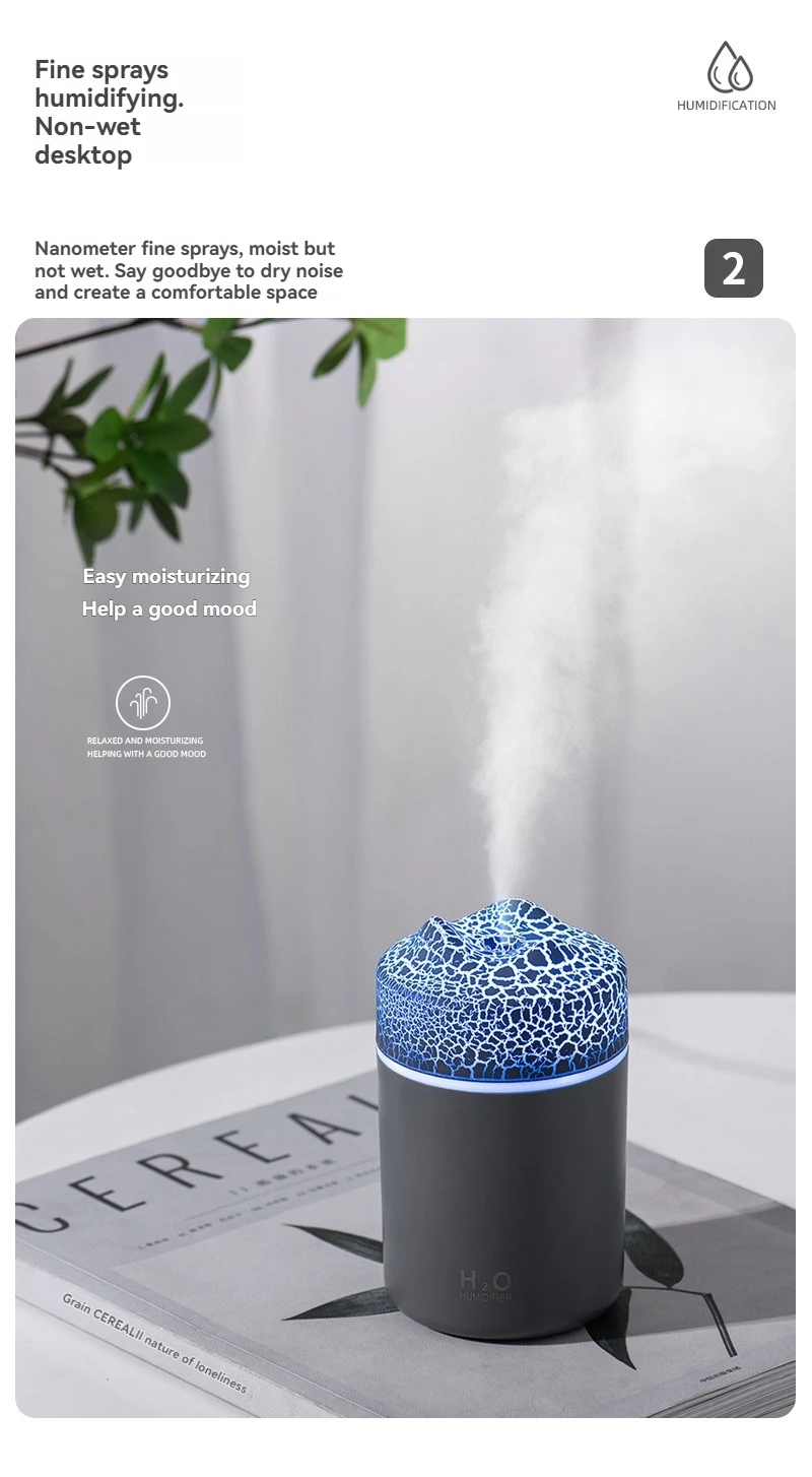Description Picture 5 of itemUSB-Powered Volcano-Style Humidifier with RGB Lights for Car, Home, and Desktop - Ultra-Quiet Operation
