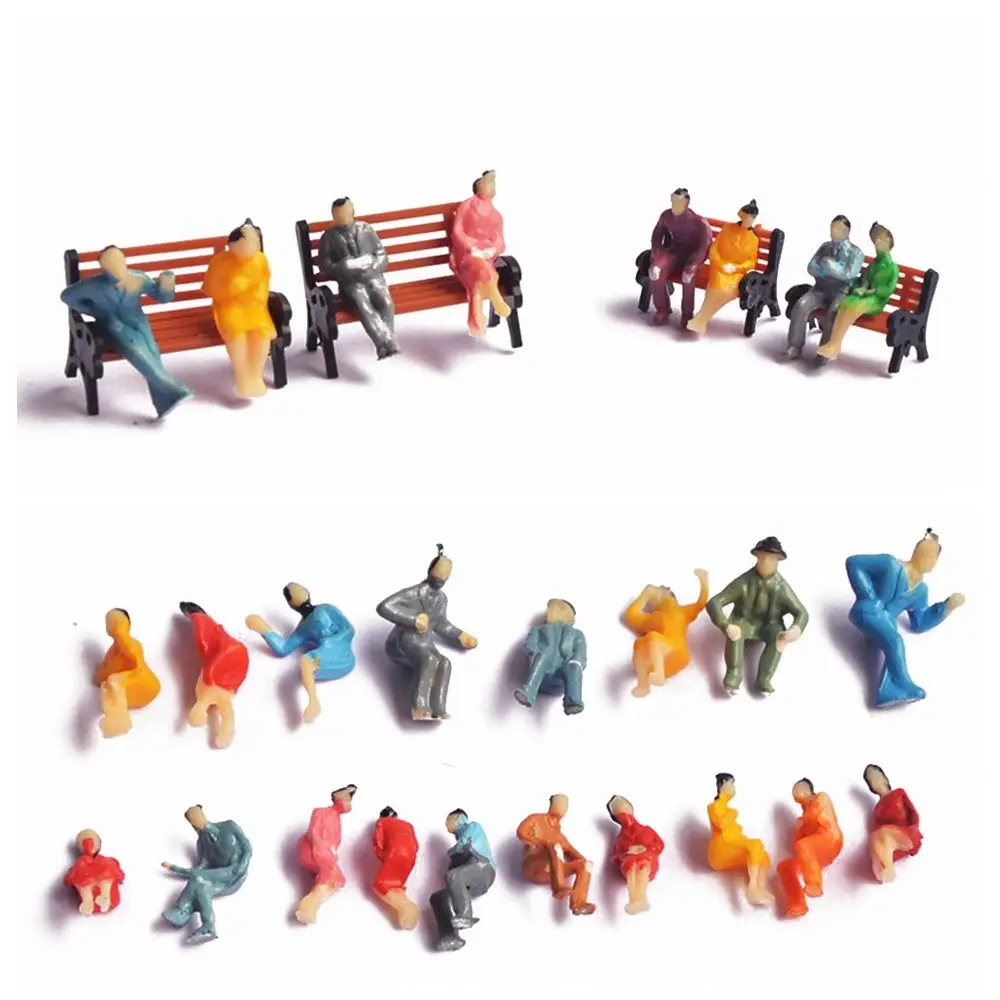 

100pcs Gifts Collection Sand Table Scene Railway Sitting Passengers Miniatures People Figures Seated Painted Model