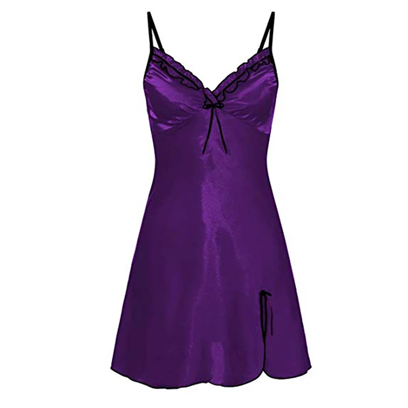 Women Sexy Sleepwear Lace Silk Satin Night Dress Sleeveless Nighties V-neck Nightgown Plus Size Nightwear women lingerie women lingerie set women nightgowns women nightdresses sleeping dress