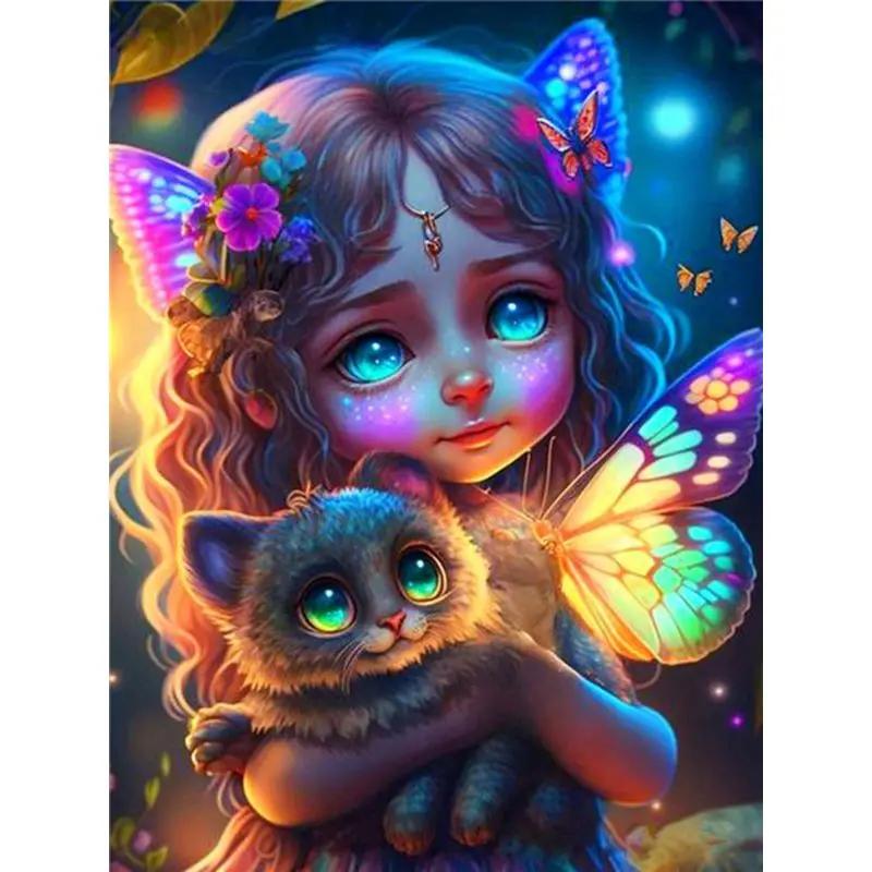 

SDOYUNO 5D Diamond Painting Full Round Girl And Cat Diamond Embroidery Cross Stitch For Adults Rhinestones Mosaic Home Decor