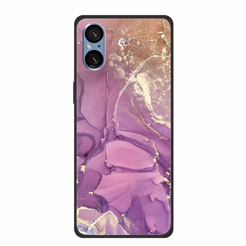 Elegant Marble Shockproof Soft Silicone TPU Back Cover for Sony Xperia 5V - Premium Phone Protection Case
