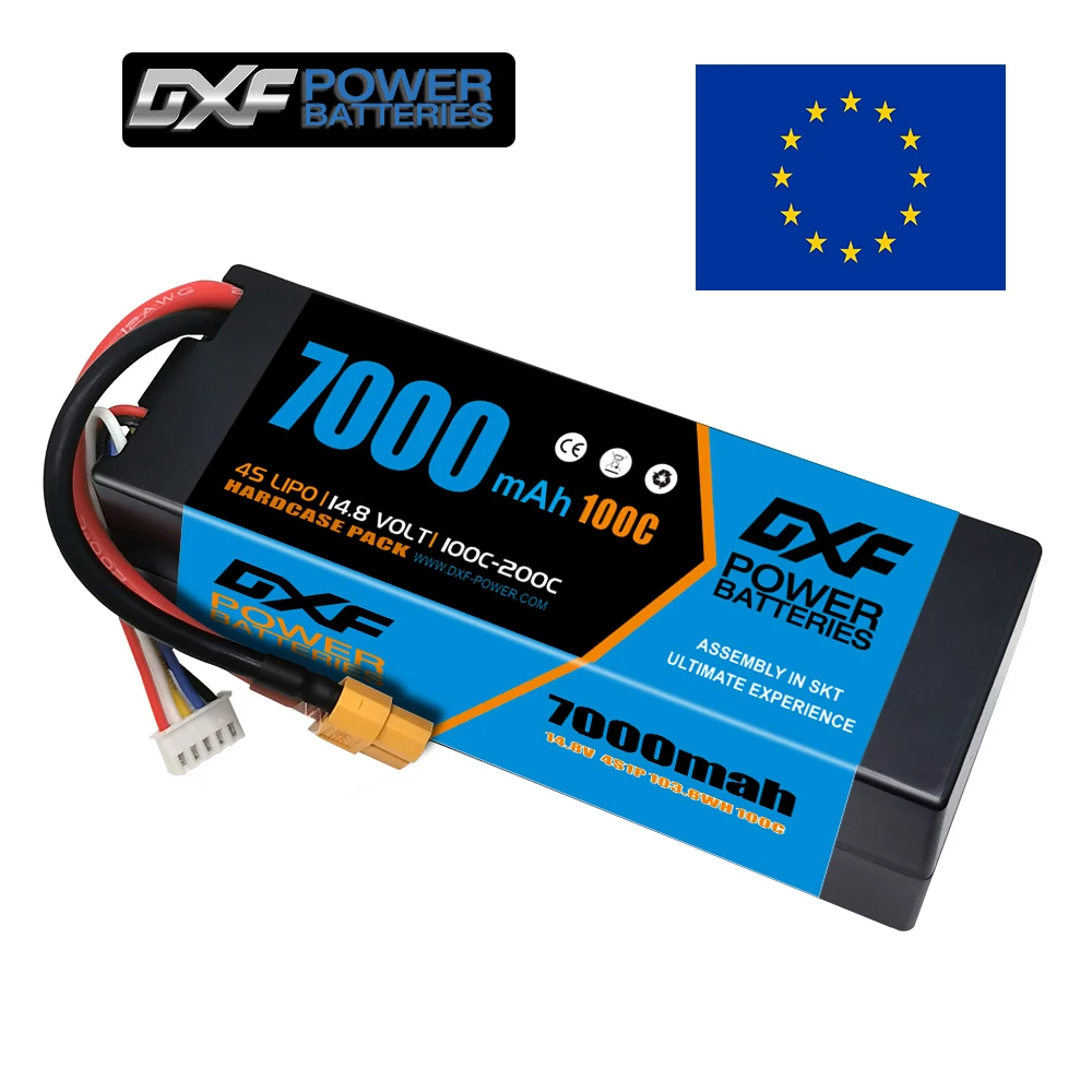 

DXF Lipo 4S 14.8V Battery 7000mAh 100C Blue Version Graphene Racing Series HardCase for RC Car Truck Evader BX Truggy 1/8 Buggy