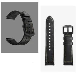 Vintage - Style Leather Watch Band - Premium 22mm Strap Accessory for Huawei GT6 - 6pro 46mm (Black)