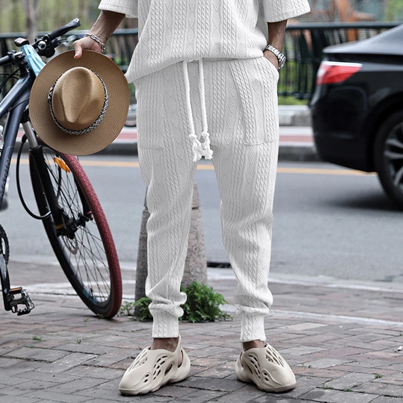 Spring and autumn new men's casual pants loose jacquard knit footband men's sports pants sport jogging trousers men casual pants