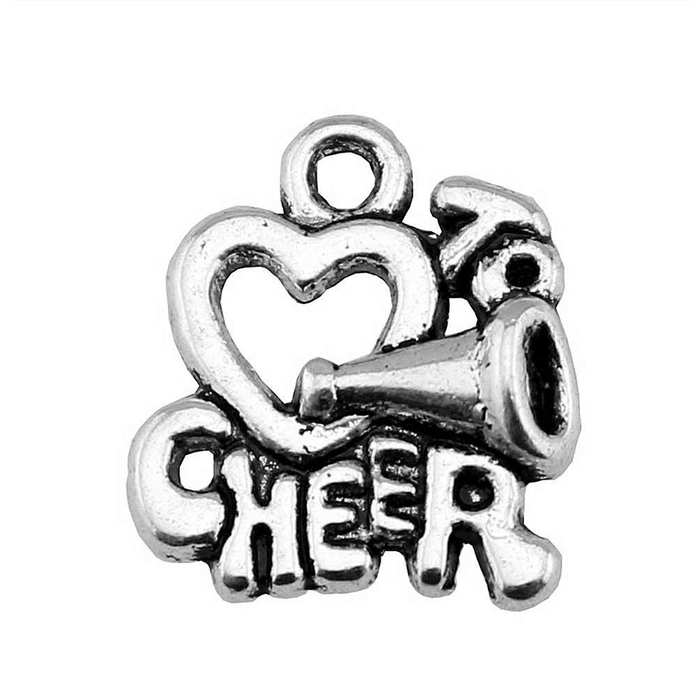Wholesale 100pcs/bag 17x16mm I Heart To Cheer Charms Antique Silver Color  Pendant Charms Jewelry Accessories - AliExpress