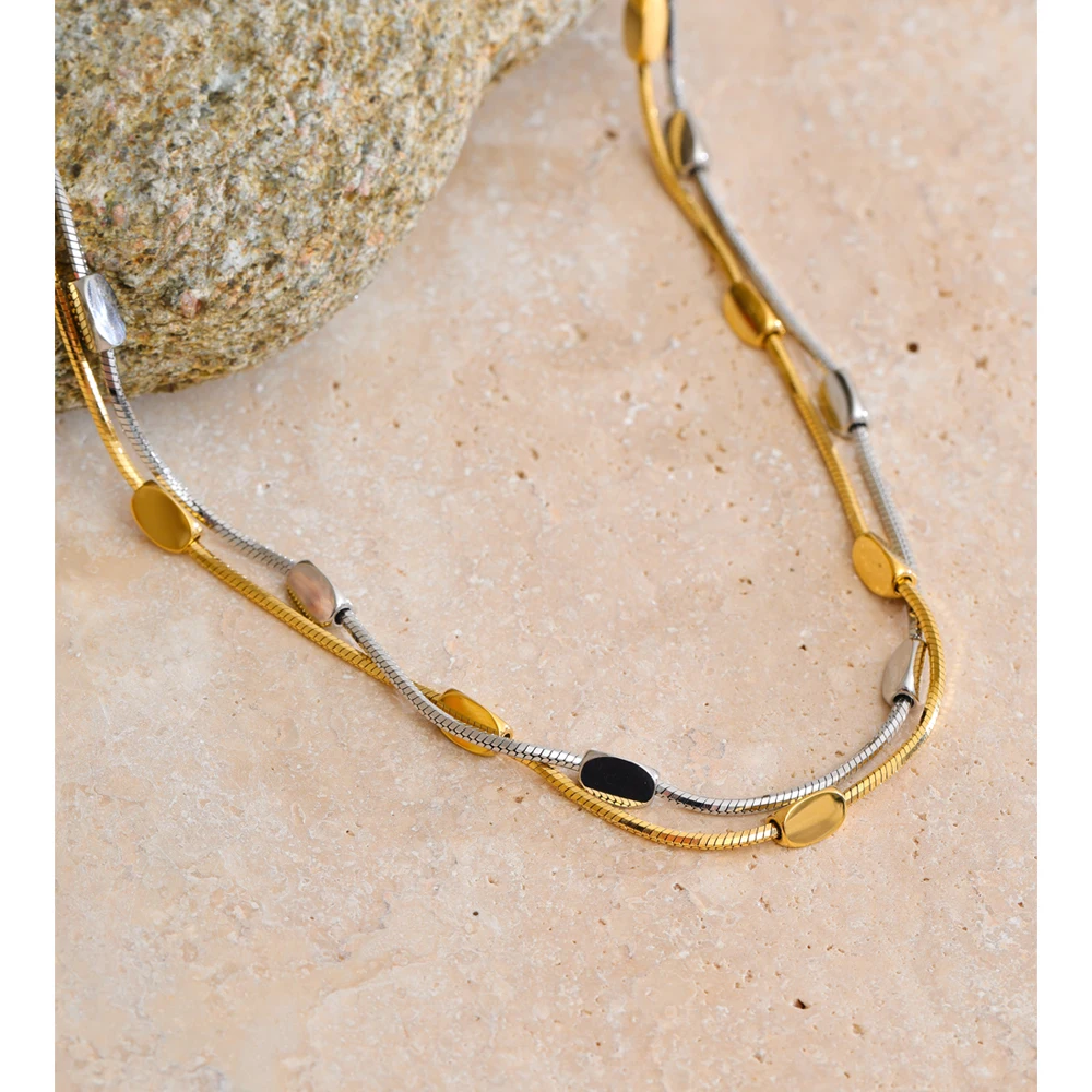 Yhpup Stainless Steel Snake Chain Necklace Gold & Platinum Plated