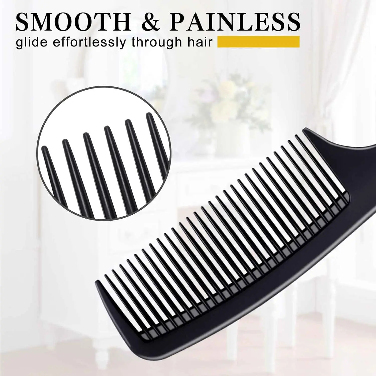 4 Pieces Combs for Women and Man, Premium Black Carbon Fiber Hair Comb Set for Teasing and Parting, Combs for Hair Stylists. 2