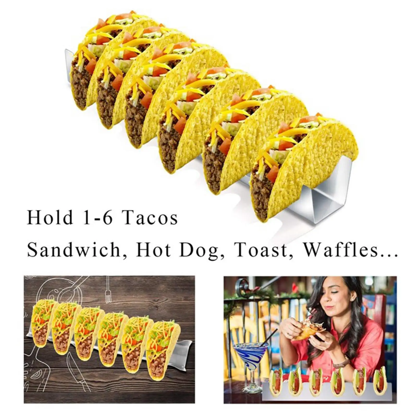 Loviver Stainless Steel Taco Holder Stand Server for Mexican Pancakes Tortillas