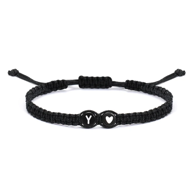 26 lettres initiales coeur Bracelets à la main réglable A-Z nom tressé Bracelets pour femmes hommes amitié bijoux