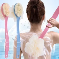 Long Handle Two Sided Shower Body Brush Tied Bath Flower Bathroom Wash Body Silicone Back ExfoliatingBrush Brush Bathing 1