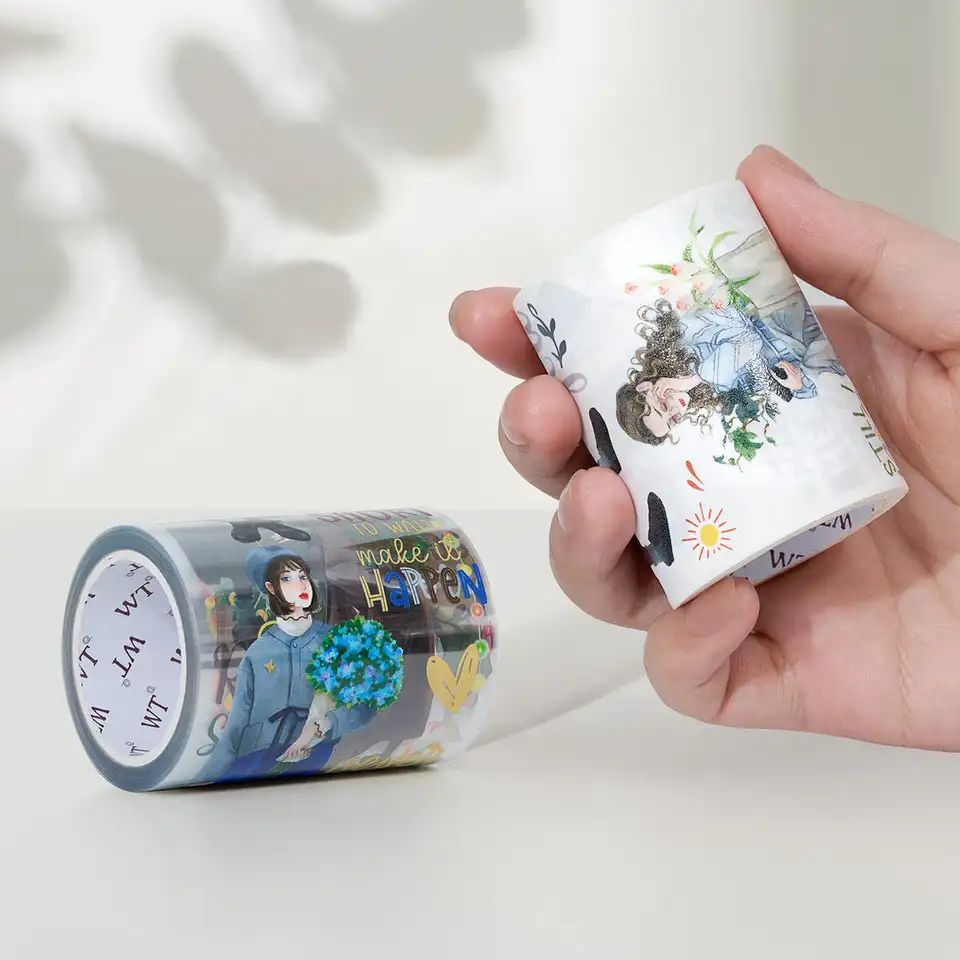 Washi Tape Shop Pre-Cut Rosé Script PET Tape - Blush Floral