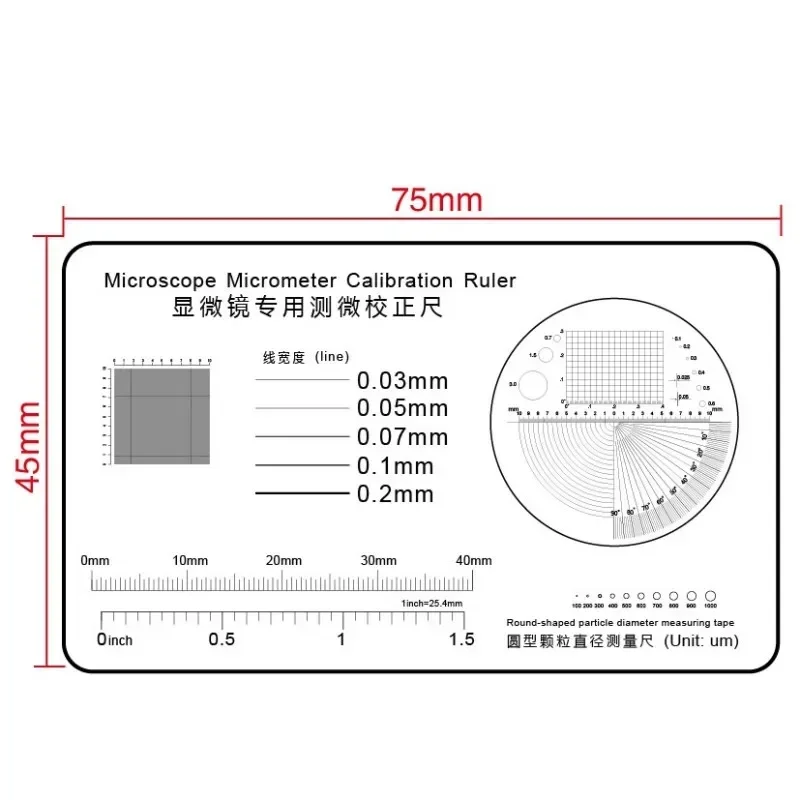 Film Ruler Microscope Micrometer Calibration Film Ruler Grid Reticule Stains Dot Gauge Plastic Ruler Radius Area Diameter Measuring