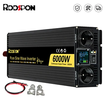 RDDSPON Pure Sine Wave อินเวอร์เตอร์ 4000W 5000W 6000W DC 12V 24V 48V To AC 220V 50Hz 60Hz แบบพกพา Power Bank แรงดันไฟฟ้า Converter 1