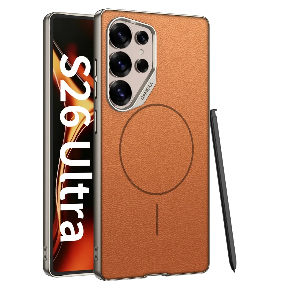 Magnetic Luxury Leather Wireless Charging Shockproof Phone Case