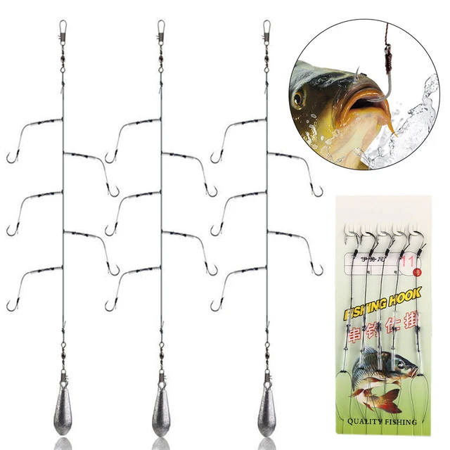 3Bags/lot High Carbon Steel Fishing Hooks with 5 Small Hooks Rigs