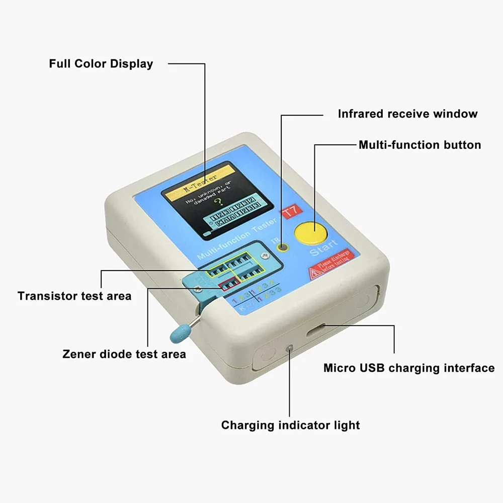 LCR-TC1 Tester Multimeter Colorful LCD For Diode Triode MOS/PNP/NPN
