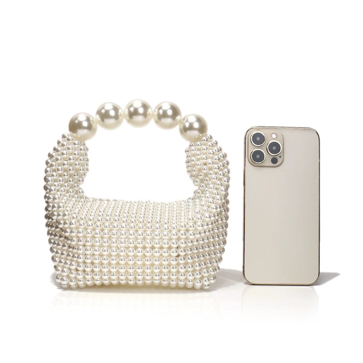 Luxury Beading Evening Bags with Pearl Handle for Women